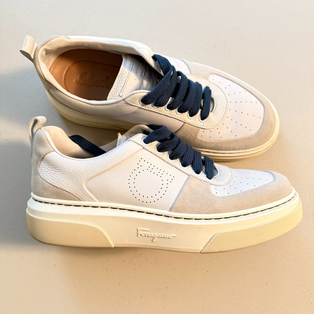Salvatore Ferragamo White and Cream Sneakers